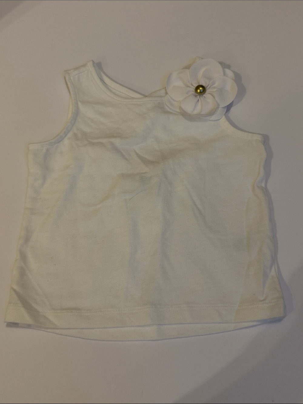 Janie and Jack Girls White Floral-Accent Tank Top